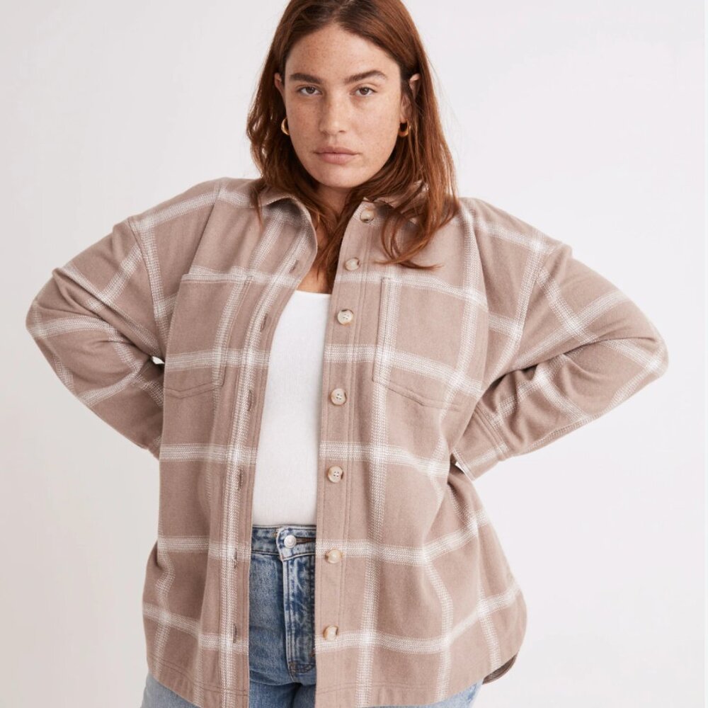 Madewell Flannel Kentwood Oversized Shirt-Jacket in Windowpane Size XXL